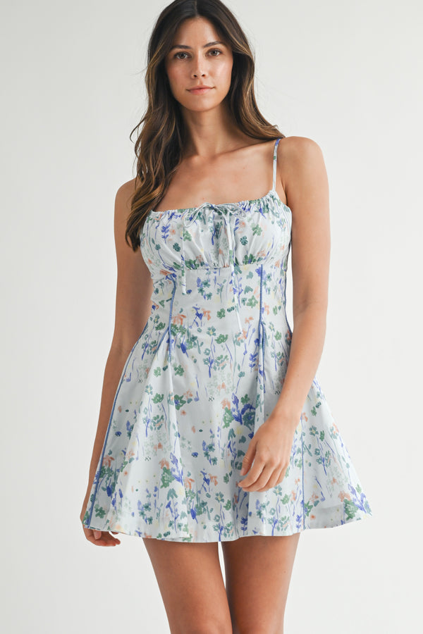 KIRSTIN PIPING DETAIL MINI DRESS