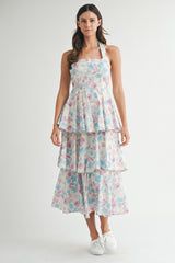 NOELLE PRINTED TIERED DRESS