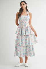 NOELLE PRINTED TIERED DRESS
