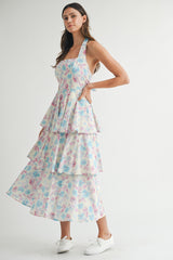 NOELLE PRINTED TIERED DRESS