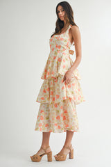 NOELLE PRINTED TIERED DRESS