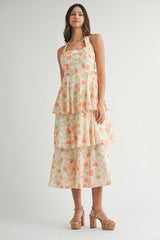 NOELLE PRINTED TIERED DRESS