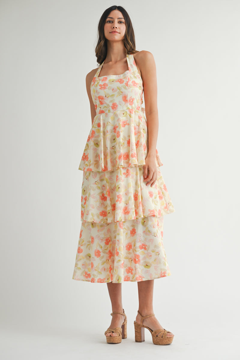 NOELLE PRINTED TIERED DRESS