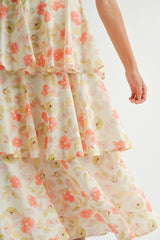 NOELLE PRINTED TIERED DRESS
