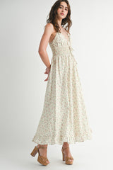 RAYNA SMOCKED FLARE MIDI DRESS