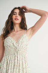 RAYNA SMOCKED FLARE MIDI DRESS