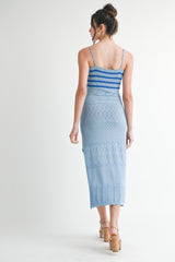 SERILYN KNIT CROCHET MIDI DRESS
