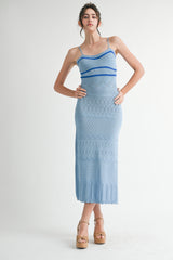 SERILYN KNIT CROCHET MIDI DRESS