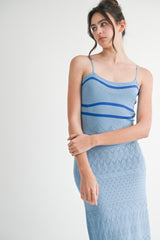 SERILYN KNIT CROCHET MIDI DRESS