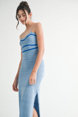 SERILYN KNIT CROCHET MIDI DRESS