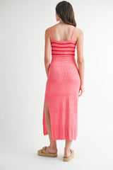 SERILYN KNIT CROCHET MIDI DRESS