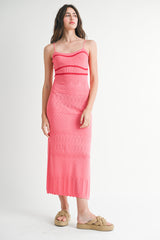SERILYN KNIT CROCHET MIDI DRESS