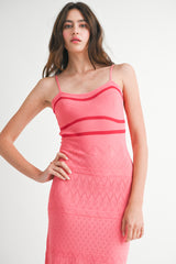 SERILYN KNIT CROCHET MIDI DRESS