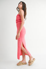 SERILYN KNIT CROCHET MIDI DRESS