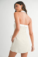 RENATA COLOR BLOCK HALTER NECK MINI DRESS