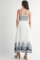 GAGA EMBROIDERED COTTON MIDI DRESS