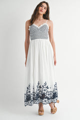 GAGA EMBROIDERED COTTON MIDI DRESS