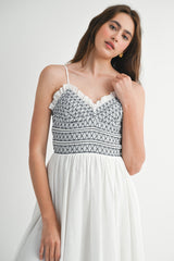 GAGA EMBROIDERED COTTON MIDI DRESS