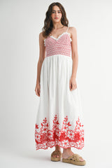 GAGA EMBROIDERED COTTON MIDI DRESS