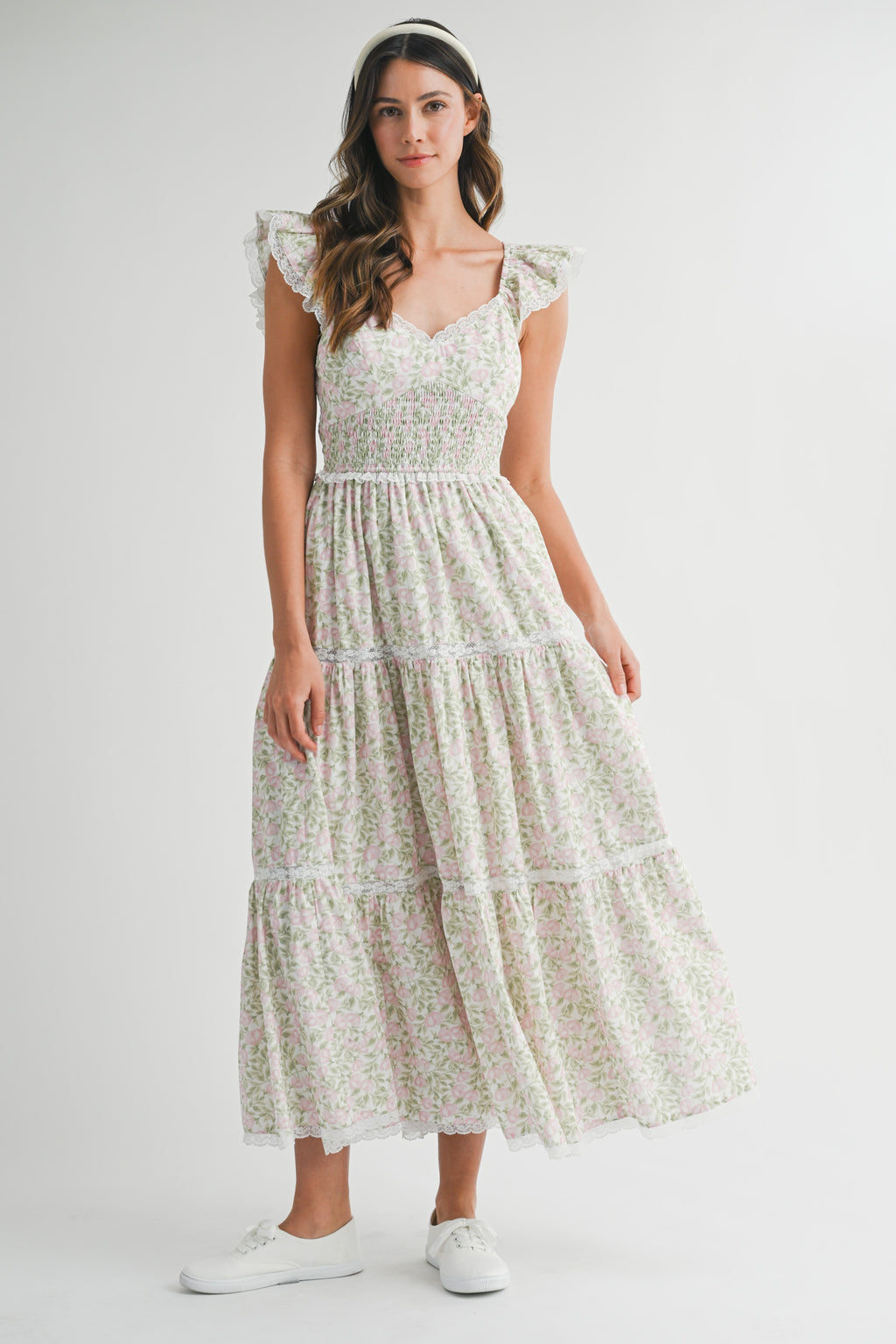 SANDERLING FLORAL RUFFLE SLEEVES MAXI DRESS – Mable Clothing