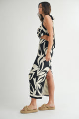 SERENITY PRINTED HALTER NECK MIDI DRESS