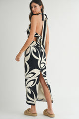 SERENITY PRINTED HALTER NECK MIDI DRESS