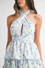 RAVEN FLORAL HALTER NECK DRESS