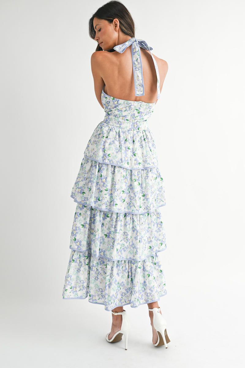 RAVEN FLORAL HALTER NECK DRESS