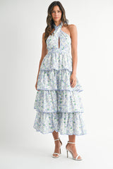 RAVEN FLORAL HALTER NECK DRESS