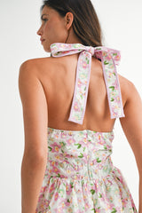 RAVEN FLORAL HALTER NECK DRESS