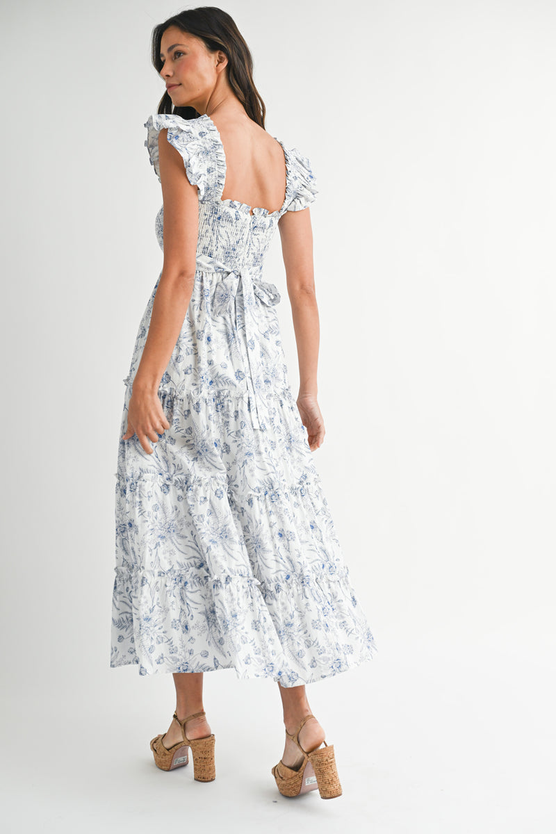 ZARIYAH SMOCKED BODICE TIERED MAXI DRESS