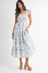 ZARIYAH SMOCKED BODICE TIERED MAXI DRESS
