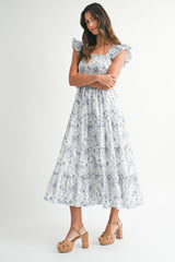 ZARIYAH SMOCKED BODICE TIERED MAXI DRESS