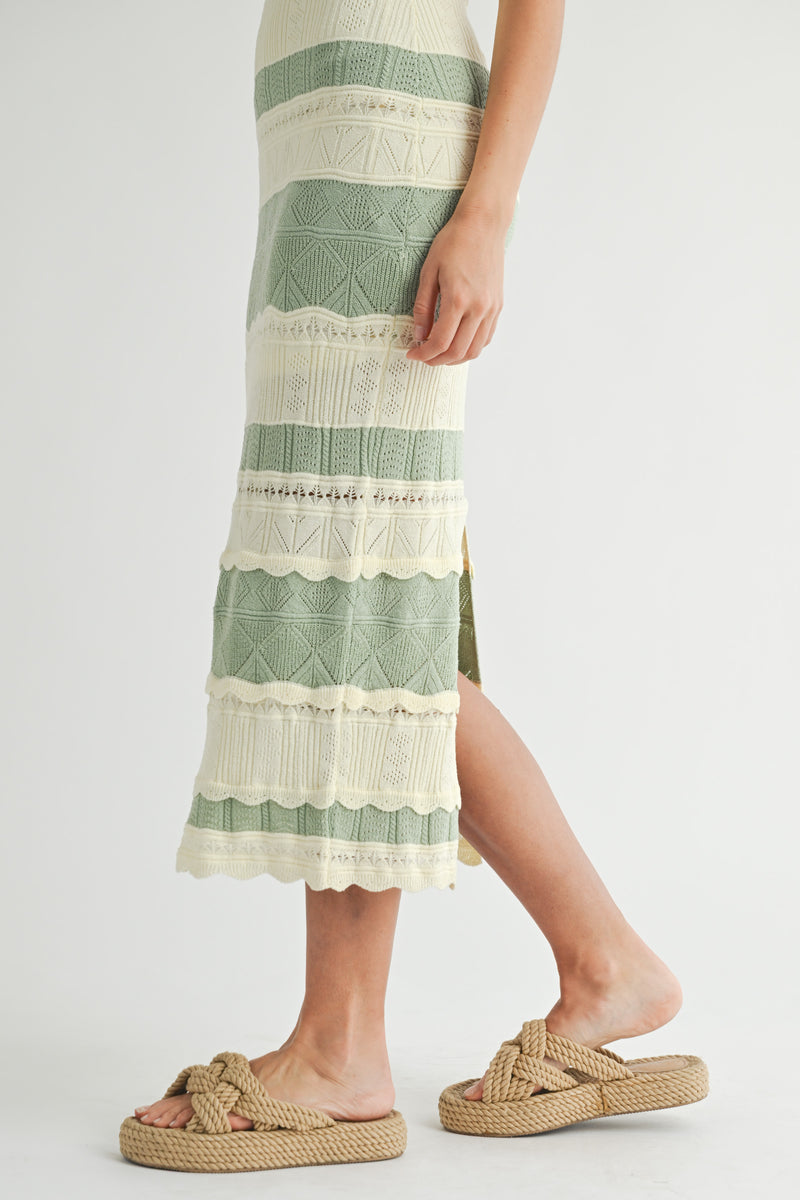 WILLOWMERE SCALLOPED KNIT MIDI DRESS