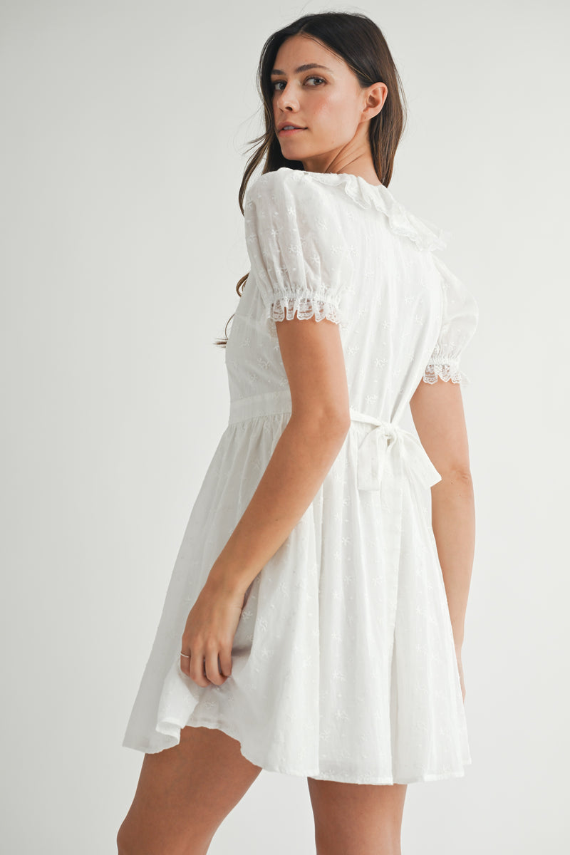 mini white dress with sleeves WILLOW SHORT SLEEVES DRESS – Mable Clothing
