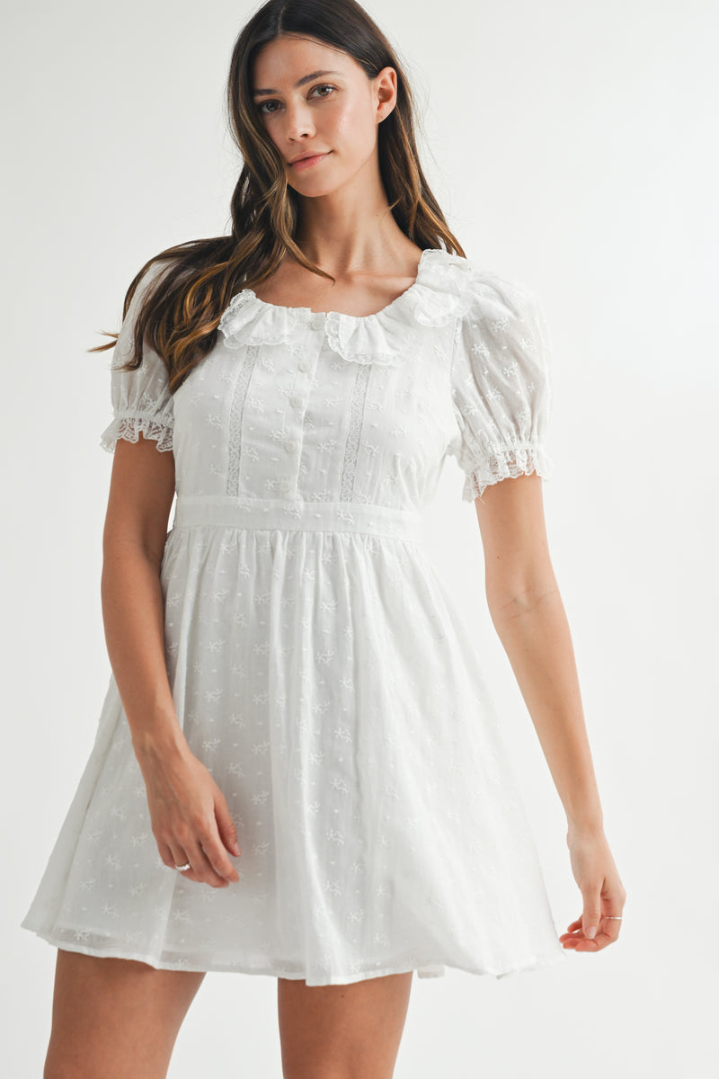 white short dress with sleeves WILLOW SHORT SLEEVES DRESS – Mable Clothing
