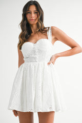 BRIANNA EYELET LACE MINI DRESS