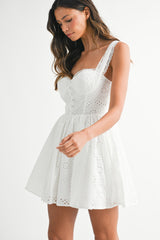 BRIANNA EYELET LACE MINI DRESS