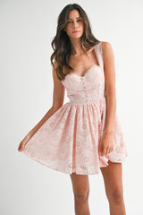 BRIANNA EYELET LACE MINI DRESS