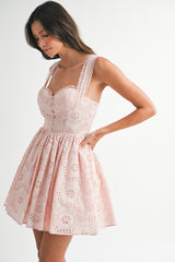BRIANNA EYELET LACE MINI DRESS