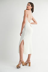 HANNAH CROCHET HALTER MIDI DRESS