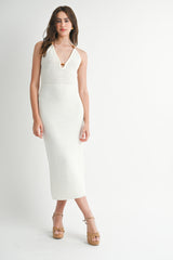 HANNAH CROCHET HALTER MIDI DRESS