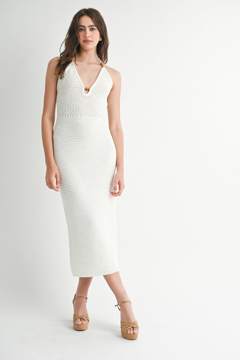 HANNAH CROCHET HALTER MIDI DRESS