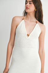 HANNAH CROCHET HALTER MIDI DRESS