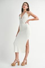 HANNAH CROCHET HALTER MIDI DRESS
