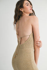 HANNAH CROCHET HALTER MIDI DRESS