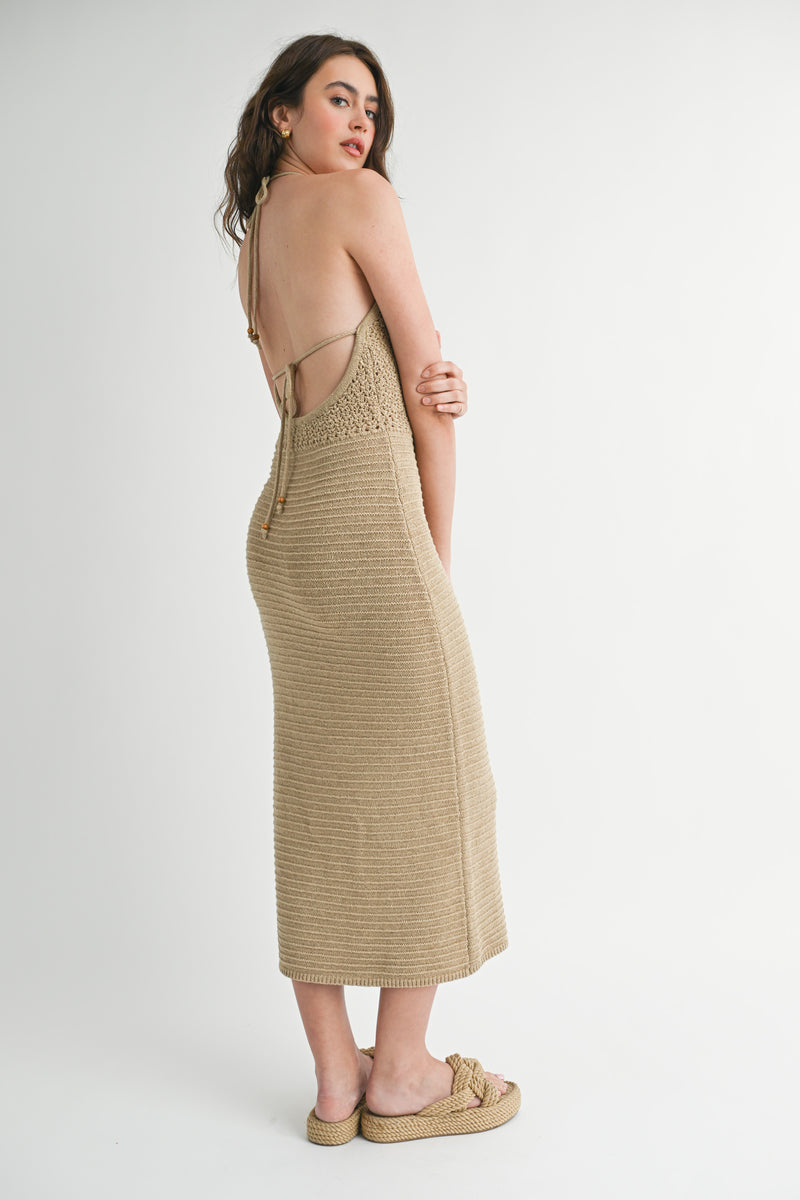 HANNAH CROCHET HALTER MIDI DRESS
