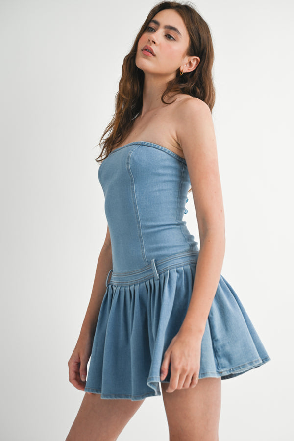 HADLEY DENIM TUBE MINI DRESS