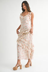 SUTTON FLORAL PRINTED ASYMMETRIC MAXI DRESS