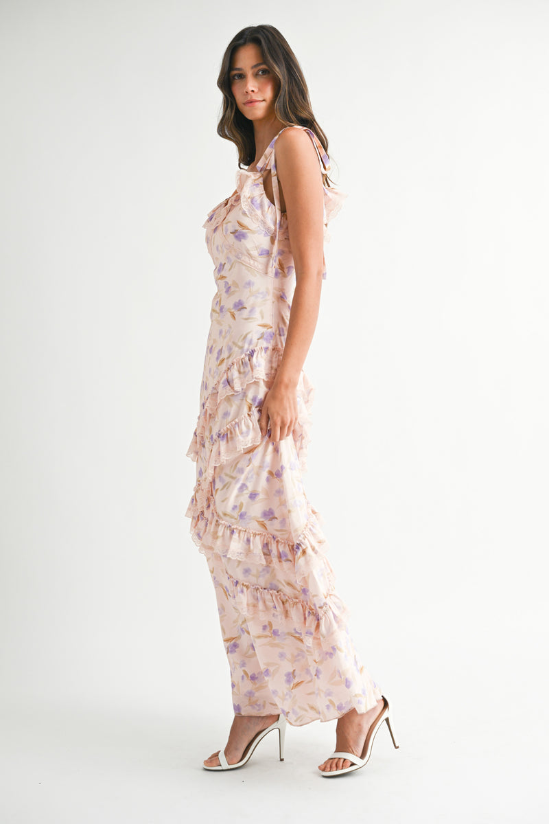 SUTTON FLORAL PRINTED ASYMMETRIC MAXI DRESS